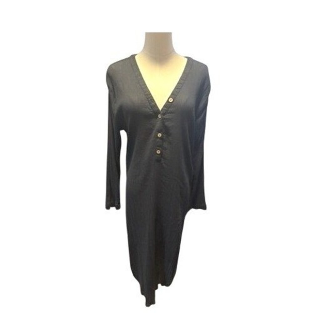 Billabong Grey Gauze Henley Midi Dress Sz XS
